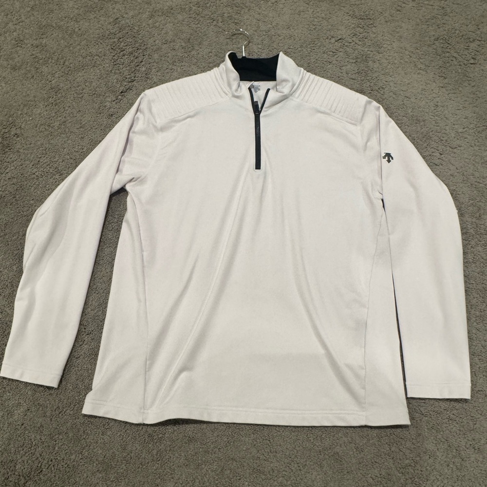 Descente White Long Sleeve Quarter-Zip Top